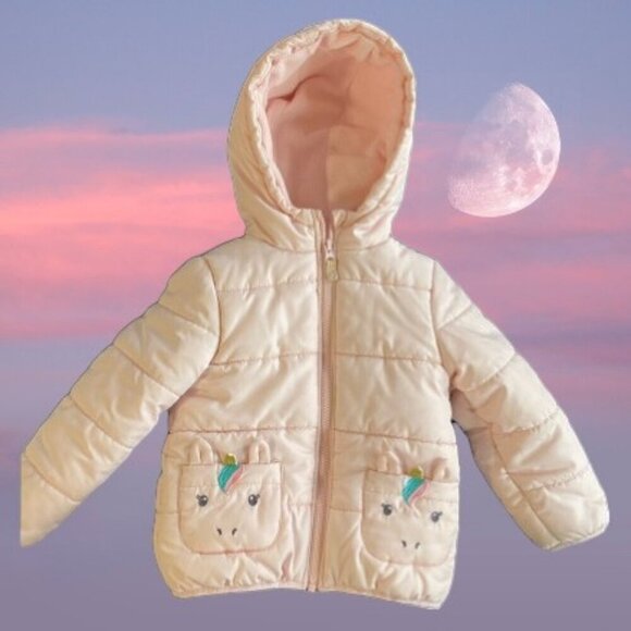 Carter’s Appliqué Unicorn Hooded Winter Coat - Picture 1 of 10